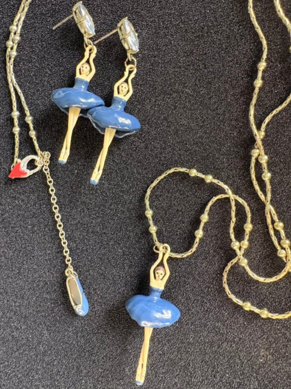 Blue Ballerina Earrings and Necklace Set